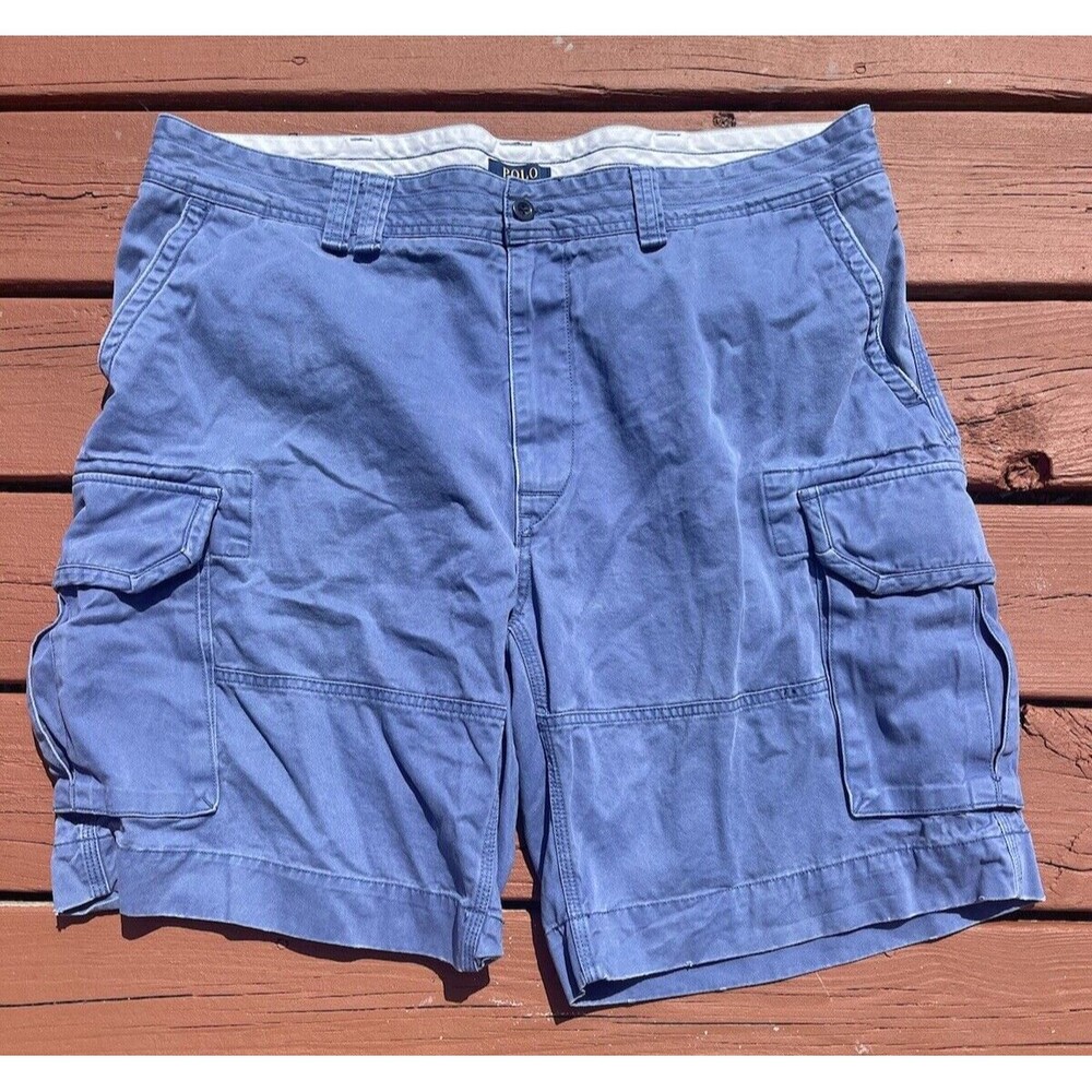 Polo Ralph Lauren Men's Blue Cargo Chino Shorts Size 42 Distressed